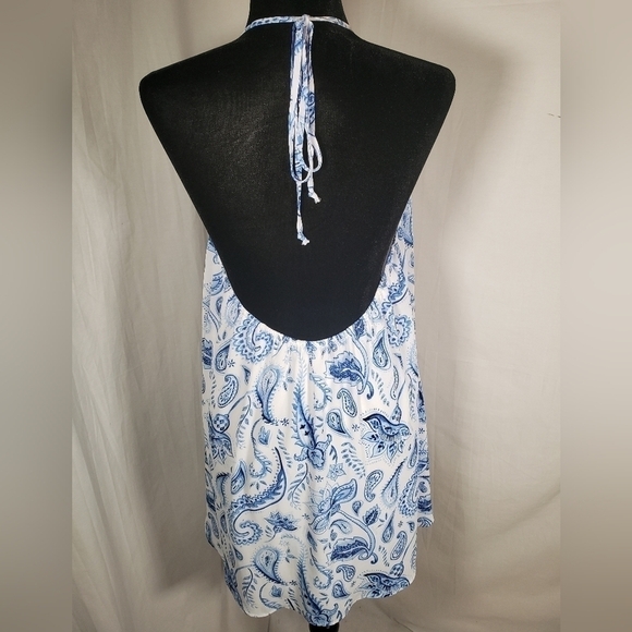 Show Me Your Mumu Blue and White Halter Dress Sz M - Picture 6 of 11